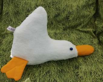 Duck. Fabrics, cuddly toy, stuffed toy, toddler safe, handmade, 38 x 18 cm