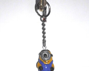 Minion from Fimo, key fob, Taschenbaumler