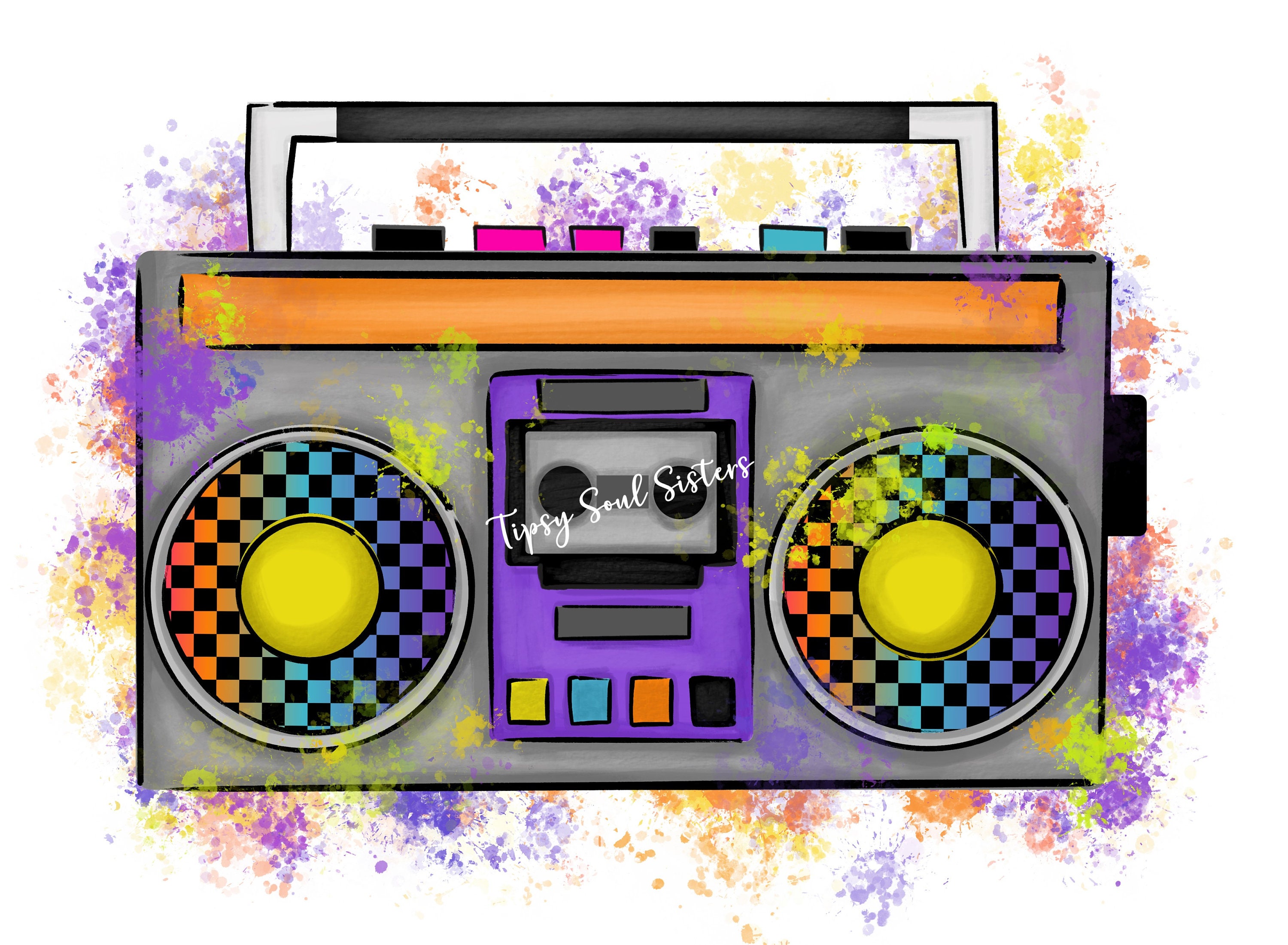 80's Boombox Sublimation Graphic Design/image/clip Art/background