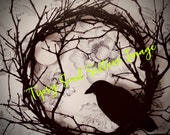 Wreath and Bird Image Background Instant Digital Download