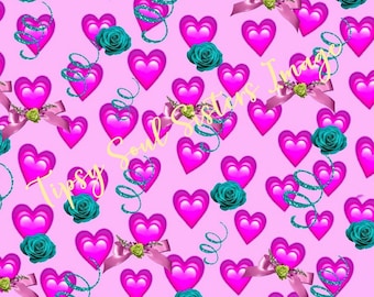 San Valentino Sublimazione 300 dpi PNG/JPG Design -Digital Download l Arte stampabile l San Valentino l Rosa, Purple Hearts con Aqua, Rose verde acqua