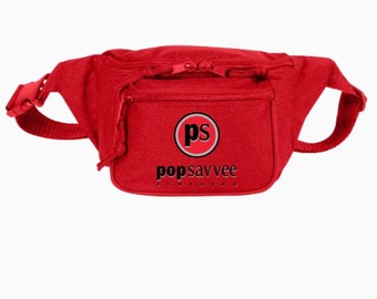 3-Pocket Fanny Pack w/ Adjustable Plastic Snap Buckle & "Pop Savvee Clothing" Logo Handmade