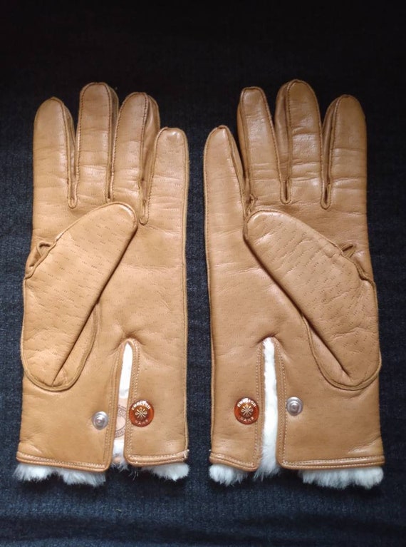 Vintage English Leather Kid Gloves With Real Fur … - image 2