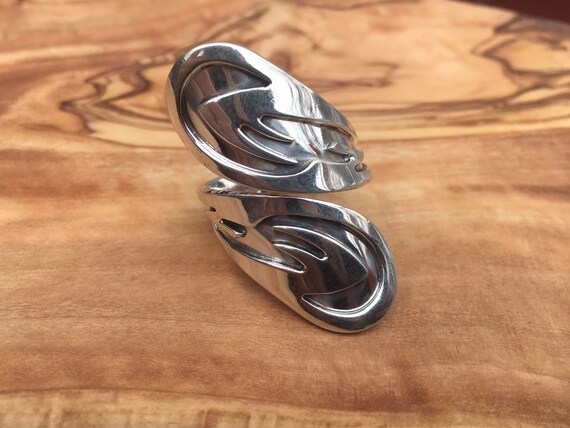 Fine Silver Spoon Ring. Size 9-9.5