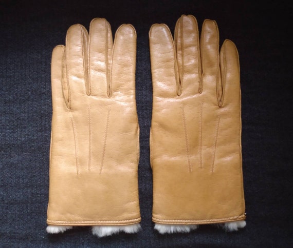 Vintage English Leather Kid Gloves With Real Fur … - image 3