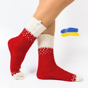 Hand-Knitted Socks - Gift from Ukraine Sellers, Cute Woolen Socks, Birthday unisex gift, Chunky Wool Socks, Gift for Her