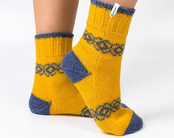 Hand Knitted Socks, Made in Ukraine, Low Knitted Warm Cute Cozy Leg Warmers, Unique Handmade Holiday Gift for Man and Woman, Winter Outfit