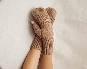 Knitted mittens Fingerless mittens womens Wool mittens Fingerless gloves Arm warmers womens Wrist warmers