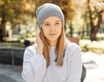 Hand knit beanie made in Ukraine Slouchy beanie Women's headwear Best gift for her Cute hat