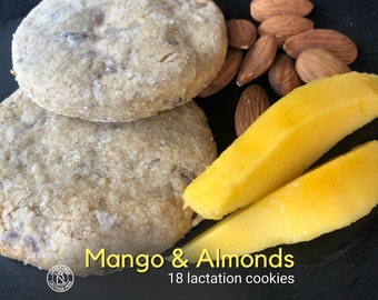 LACTATION COOKIES Mango Almonds, 18 Dairy-Free Breastfeeding Treats, Postpartum Recovery Supplement Maternity Essentials, New Mom Baby Gift