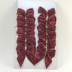 2,2" strikken, 12 bordeauxrode satijnen strikken, set van 12 handgemaakte strikken, kerstboomstrikken, kerstdecor, knutselmaterialen, appliqués, ornamenten