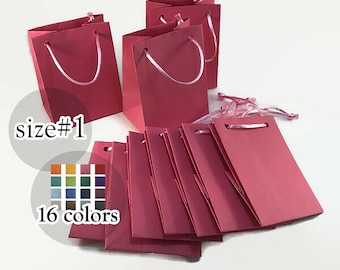 10 Pink Extra Small Gift Paper bag with rope handles, Matte Paper Party Gift Bags,16 colors, Wedding, Baby Shower, Birthday, Choose Color
