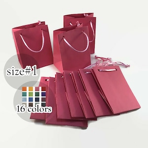 10 sacchetti regalo in carta rosa extra piccoli con manici in corda, sacchetti regalo per feste in carta opaca, 16 colori, matrimonio, baby shower, compleanno, scegli il colore