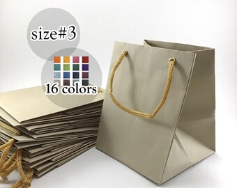 Set of 10 Beige Paper Bag with handles, Premium Wedding favor bags, birthday, Baby shower gift bags, high quality matte paper bags