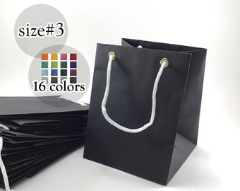 10 Black Classic Gift Bags, Cub size - Matte Paper Party Favor Bags, Medium Premium Quality  bags | designer paper gift bag