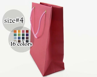 Set of 10 Pink Paper Bag with handles, Premium Wedding favor bags, birthday, Baby shower gift bags, high quality matte paper bag | 16 colors