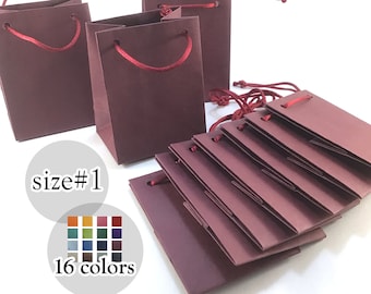 10 Extra Small gift Paper bags with rope handles, Burgundy Matte Paper Party Gift Bags,Wedding, Baby Shower, Birthday, Choose Color