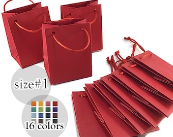 10 Red Extra Small Gift Paper bag with rope handles, Red Matte Paper Party Gift Bags, 16 colors, Wedding, Baby Shower, Birthday