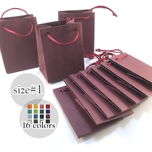 10 sacchetti regalo di carta extra piccoli con manici in corda, sacchetti regalo per feste in carta opaca bordeaux, matrimonio, baby shower, compleanno, scegli il colore