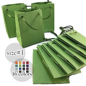 10 Mini Apple Green Paper bags with rope handles, Matte Paper Gift Bags, 16 colors, Party, Wedding, Baby Shower, Birthday, Choose Color
