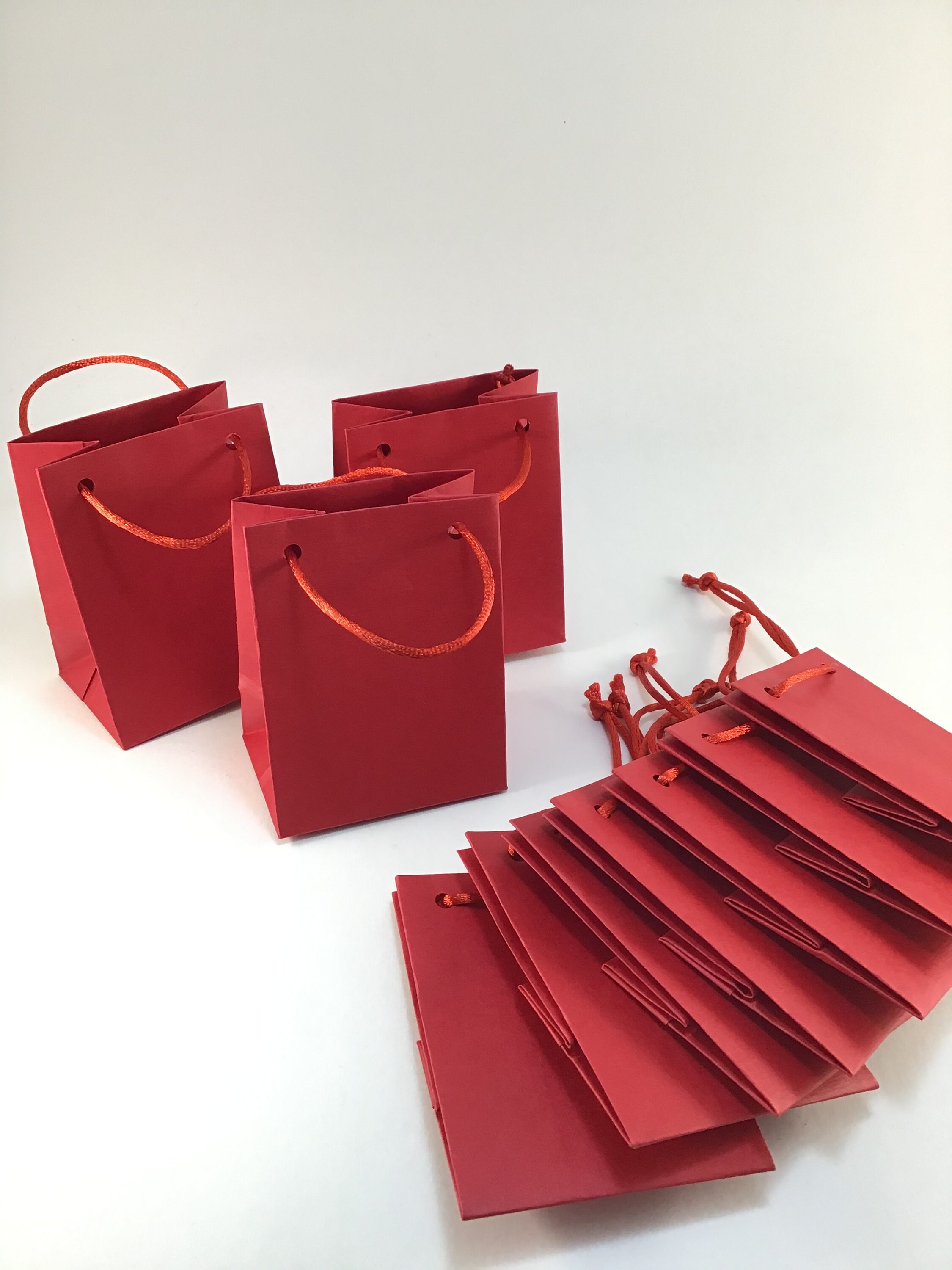 10 Red Extra Small Gift Paper bag with rope handles Red Matte Etsy