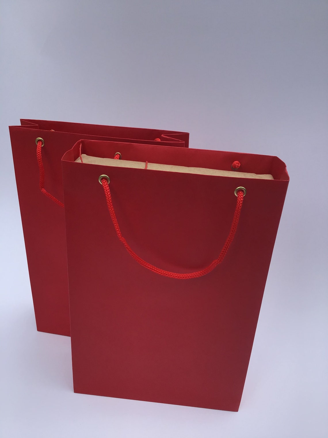 10 red paper bags with rope handles Medium Paper Party Bags Etsy