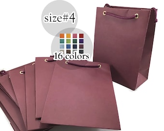 10 sacs en papier bordeaux avec poignées en corde, petits sacs de fête en papier, mariage, baby shower, sacs cadeaux d'anniversaire, rouge, beige - 16 couleurs