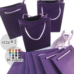 50 mini sacchetti di carta viola con manici in corda, sacchetti regalo per feste in carta opaca, 16 colori, sacchetti di lusso per matrimoni, baby shower, compleanni