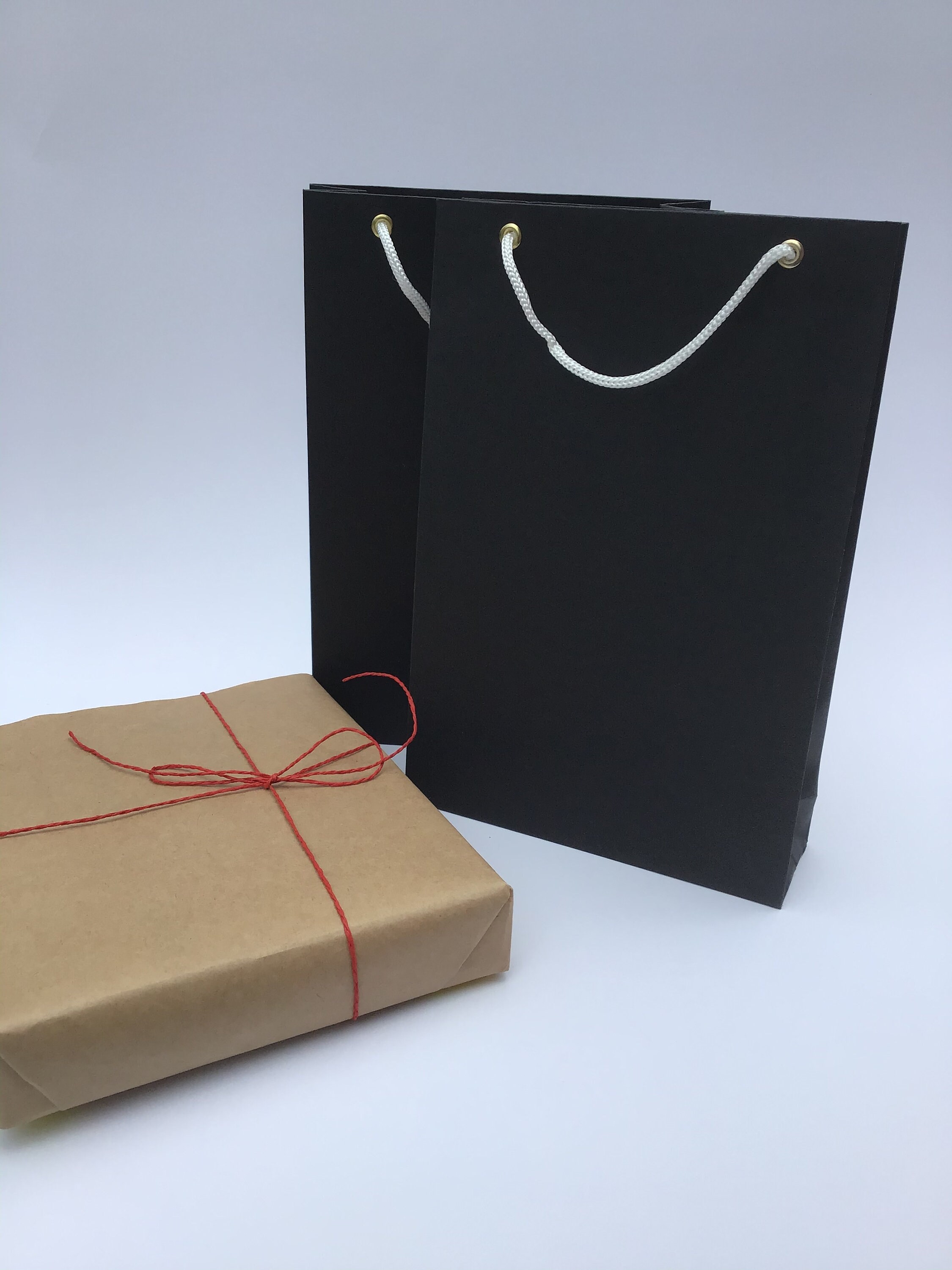10 Black Paper Bags With Rope Handles Medium Paper Party Etsy UK