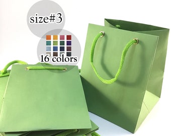 10 Pcs Green Gift Bags, Easter favor bags | Cub size Luxury paper bags - Matte Paper Party Favor Bags | designer paper gift bag