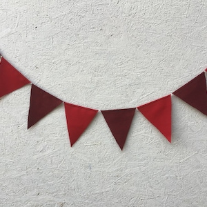 Red & Burgundy fabric Bunting Banner, Outdoor Flag Garland, Wedding bunting, Nursery wall hanging, Birthday Party garland, playroom decor