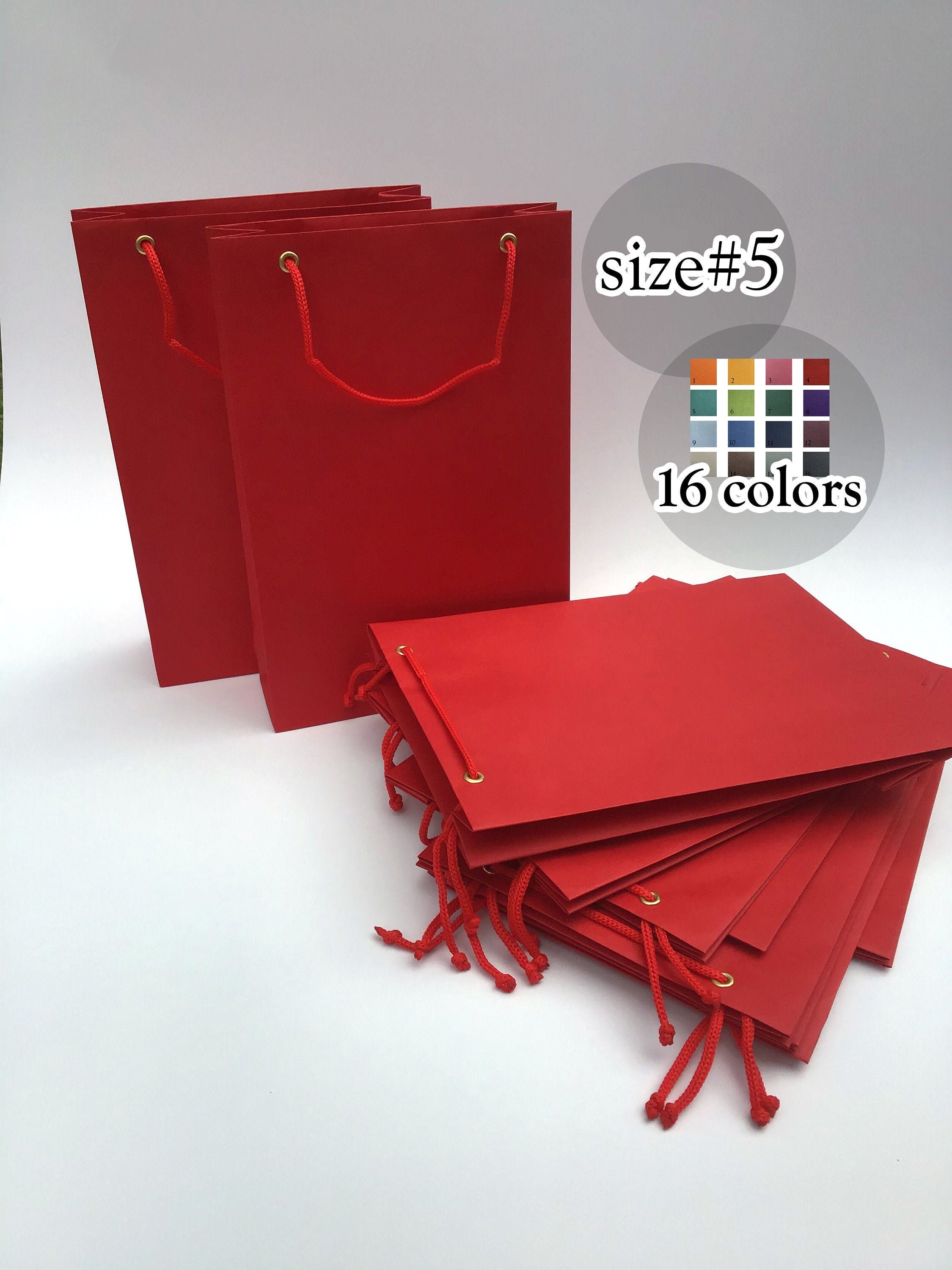 10 red paper bags with rope handles Medium Paper Party Bags Etsy