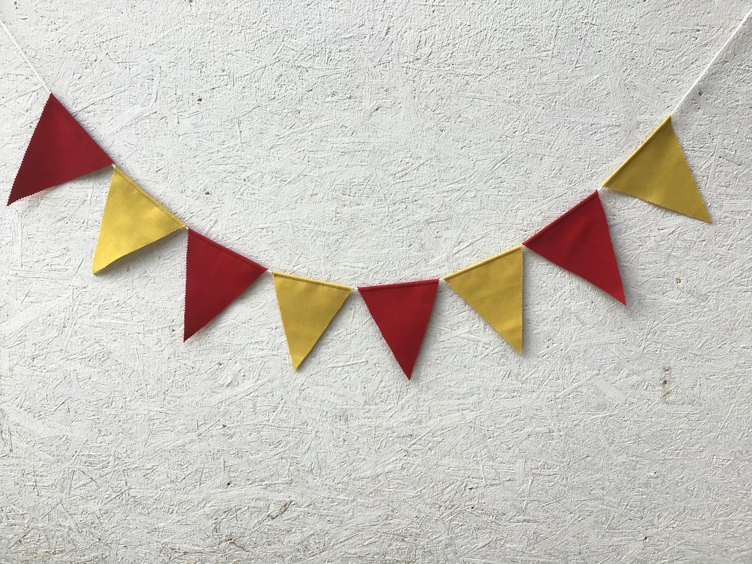 Banderines de tela rojos y amarillos, guirnalda para guardería ...