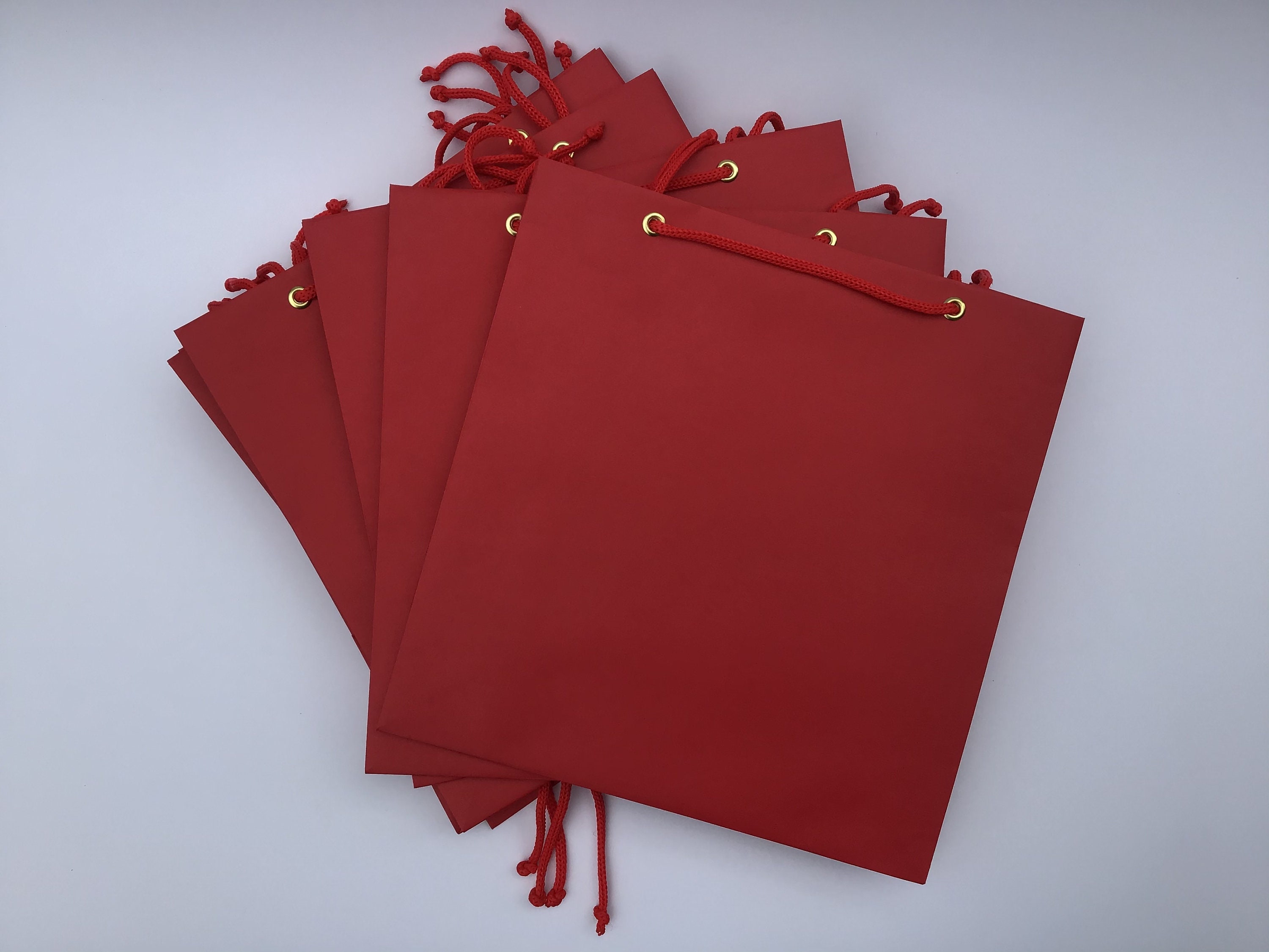10 red paper bags with rope handles Medium Paper Party Bags Etsy
