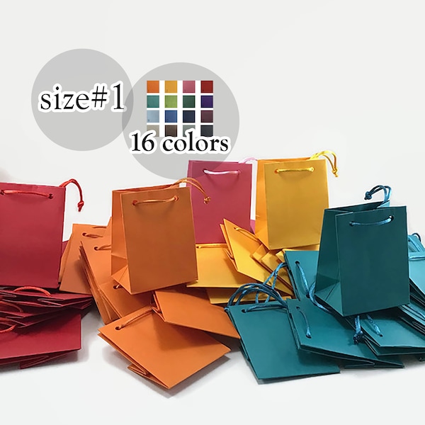 50pcs Mini Paper bags, Matte Paper Party Gift Bags, candy cookie bag, Wedding, Baby Shower, Birthday bags | Choose Color