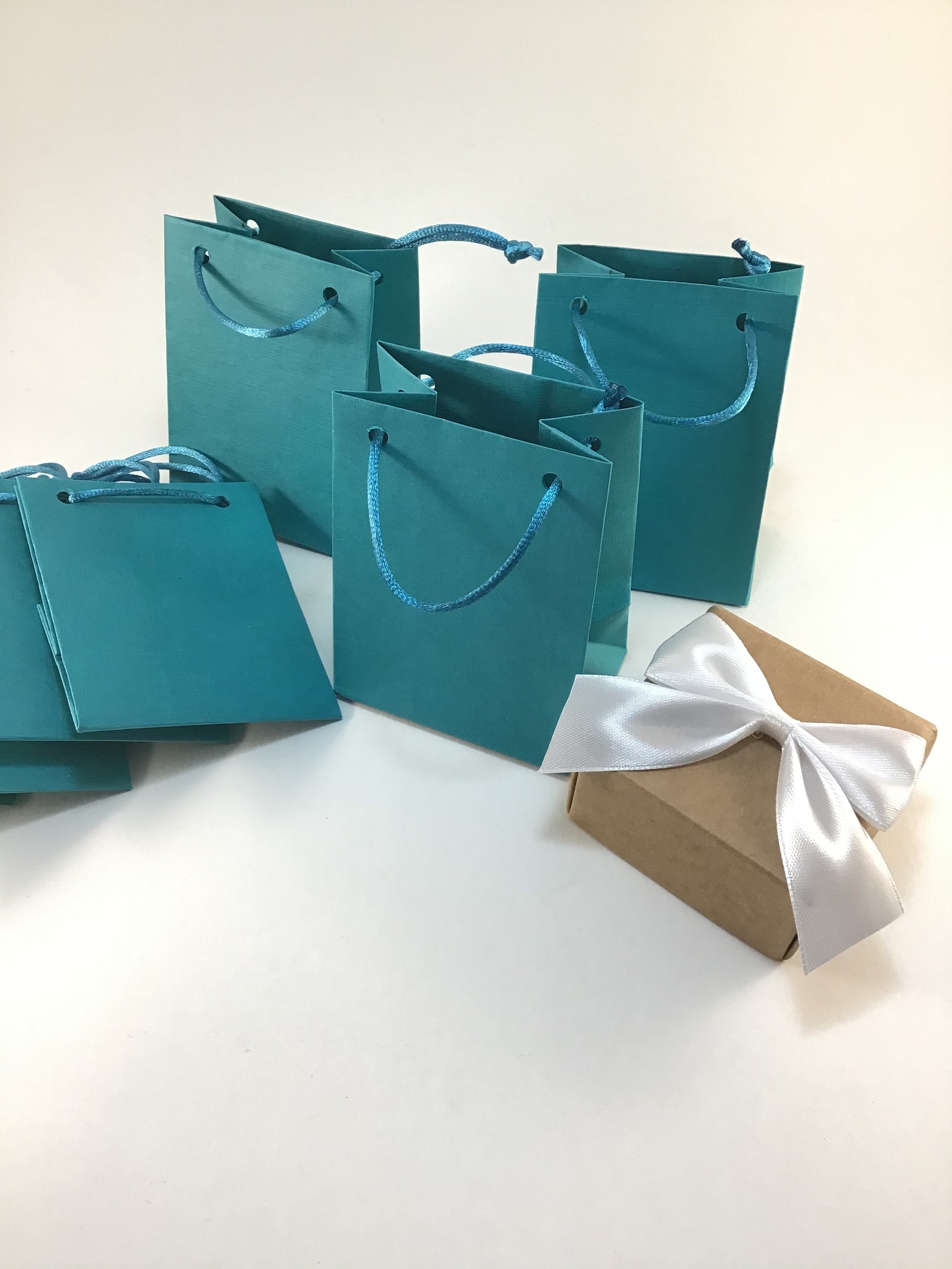10 Turquoise Extra Small Gift Paper Bag With Rope Handles Etsy