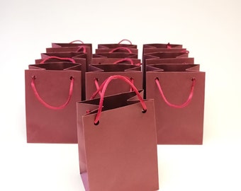 Sac en papier bordeaux : petit, emballage cadeau pour anniversaire, baby shower, bijoux, fête et mariage