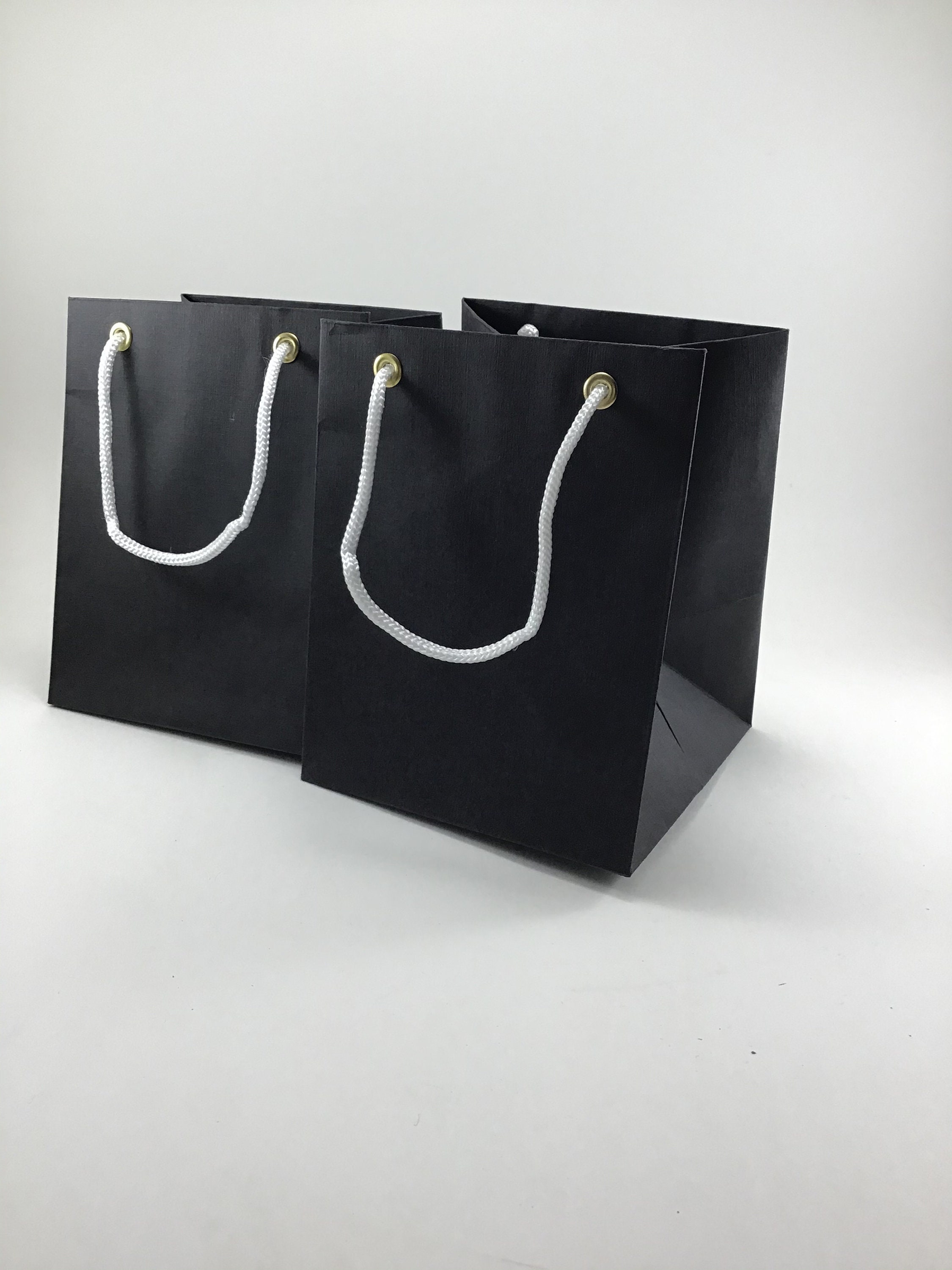 10 Black Classic Gift Bags, Cub Size Matte Paper Party Favor Bags