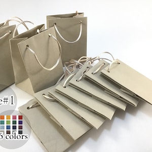 10 pezzi Mini sacchetti di carta beige con manici in corda, sacchetti regalo per feste in carta opaca, 16 colori - rosa, rosso, sacchetti per matrimoni di lusso, baby shower, compleanni
