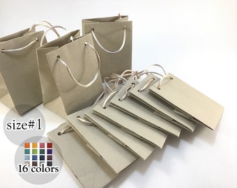 10 pcs Beige Mini Paper bag with rope handles, Matte Paper Party Gift Bags, 16 colors - Pink, Red,Luxury Wedding, Baby Shower, Birthday bags