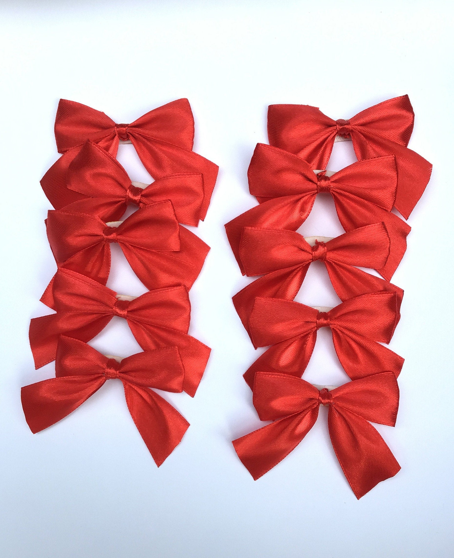 Red – 5cm Satin Ribbon Bow – (Self Adhesive) – 12 Pack – Italian Options