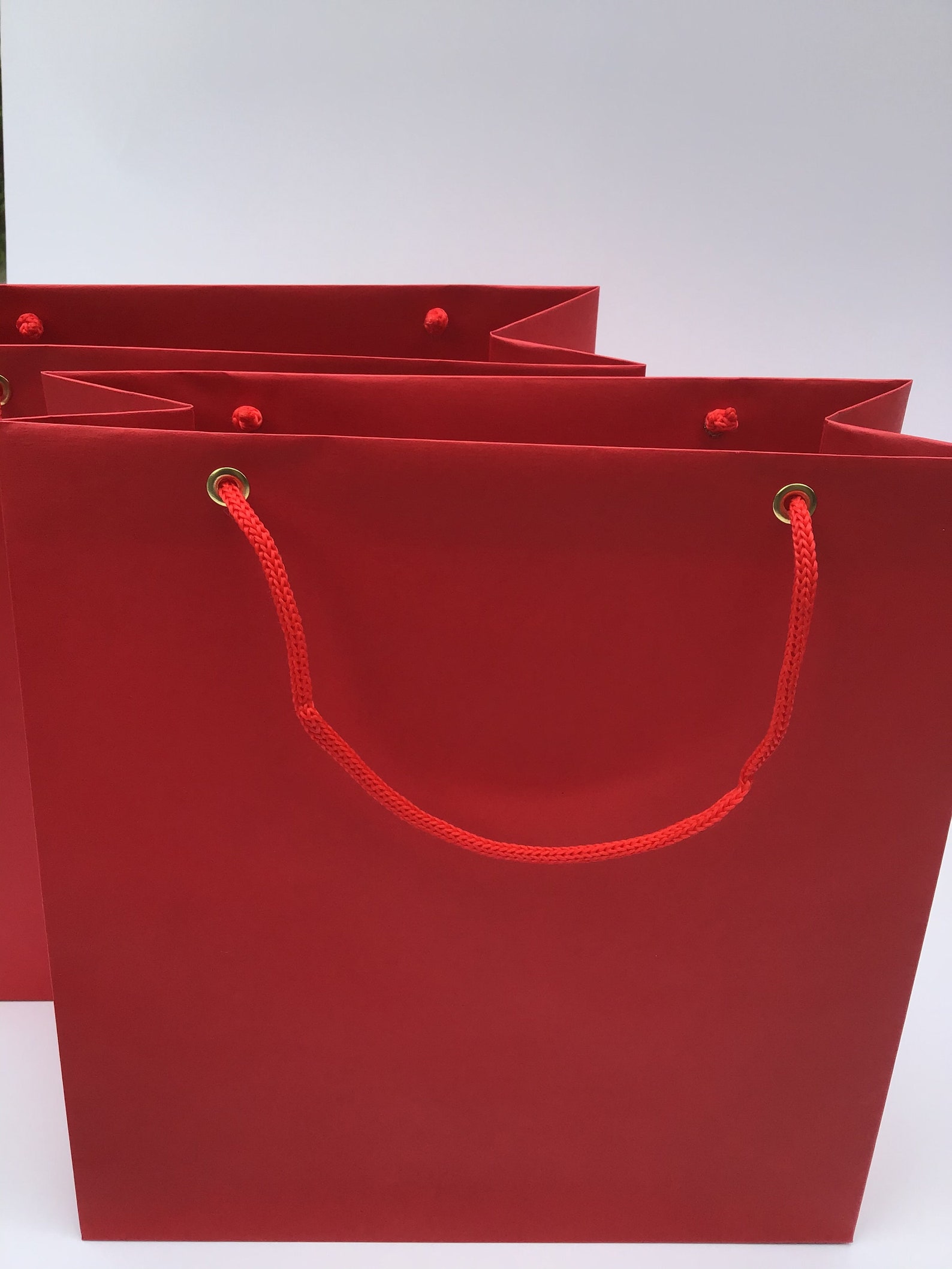 10 Red Paper Bags With Rope Handles Medium Paper Party Bags Etsy