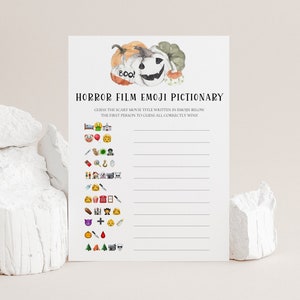 Horror Movie Emoji Pictionary, Halloween Party Games, Adult Halloween Party Games, Halloween Movie Trivia, Halloween Emoji Pictionary, SP1