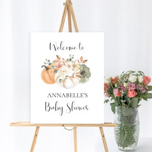 Editable Little Pumpkin Welcome Sign, Baby Shower Welcome Sign, Fall Baby Shower, Girls Baby Shower, Instant Download, SET2910