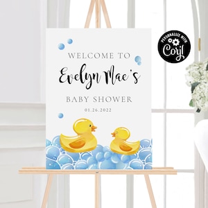 Editable Rubber Duckie Welcome SIgn, Rubber Ducky Baby Shower Sign, Printable Baby Shower Welcome, Rubber Duck Baby Shower Welcome, S20