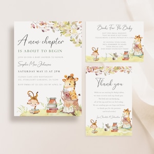 Storybook Invite Bundle, A New Chapter Books For Baby Card, Fairy Tale Baby Shower Bundle, Book Themed Baby Shower Pack, S252