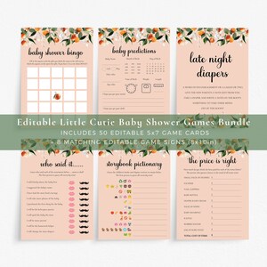 Editable Little Cutie Baby Shower Games Bundle, Greenery Baby Shower Games, Oranges Shower Games, Citrus Baby Shower Bingo, Price Is Right,