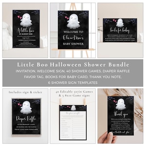 Editable Little Boo Shower Bundle, Halloween Baby Shower Pack, Baby Shower Games Bundle, Ghost Baby Shower Bundle, Baby Boo Shower