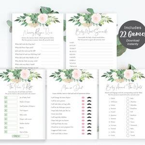 Greenery Baby Shower Games Pack, Succulent Shower Games Bundle, Girls Baby Shower Games, Printable Games, Instant Download, SET221 image 2