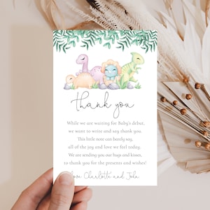 EDITABLE Dinosaur Thank You Note, Baby Shower Thank You Card, Boy&#39;s Baby Shower, Girl&#39;s Baby Shower, Printable Baby Shower